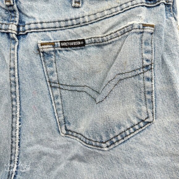 Harley-Davidson Vintage Biker Blues High-Waist Denim Cutoff Shorts USA Made - Picture 3 of 5